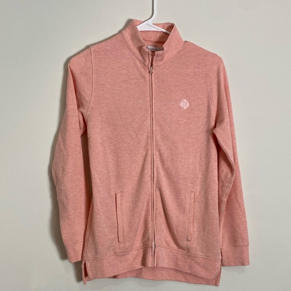 Peter Millar Crown Comfort Women's Interlock Full Zip Pink FlowerJacket Size XS